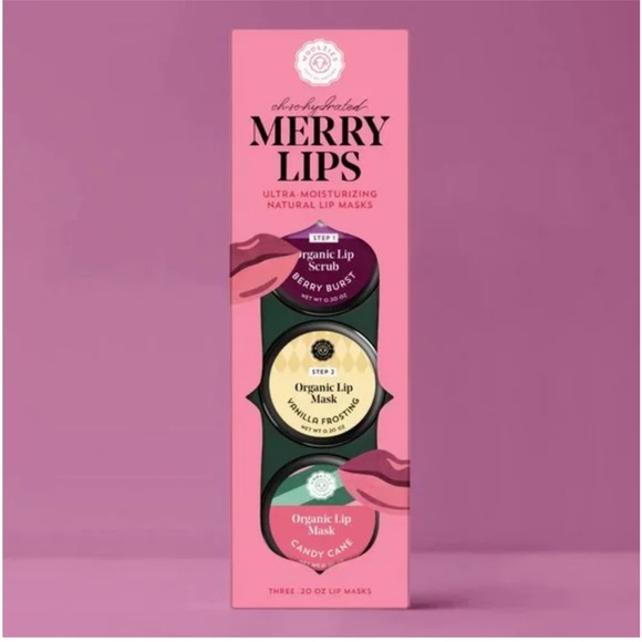 WOOLZIES 3-Pc. Set Merry Lips Ultra Moisturizing Natural Lip Masks Flavored NIB - Picture 1 of 4
